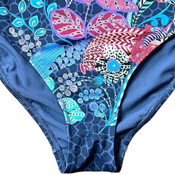 Johnny Was Women's Swimsuit XS Sea Owl Print Floral Square Neck One Piece NWT - Picture 9 of 16